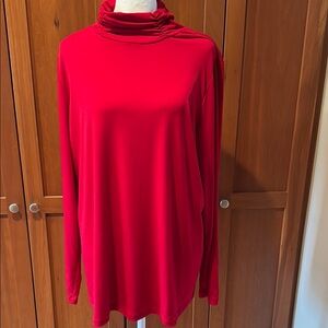 Susan Graver Red Oversized Long Sleeve Tunic